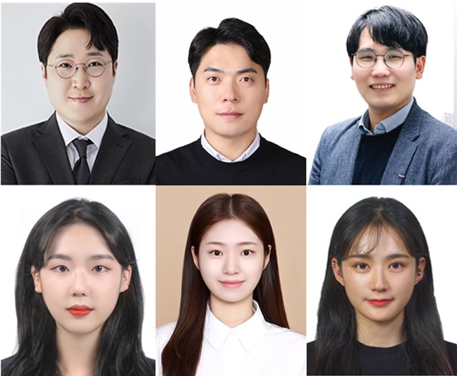 ▲ 성균관대 공동연구팀. 위 왼쪽부터 시계방향으로 화학과 이원화 교수, 글로벌바이오메디컬공학과 박천권 교수, 융합생명공학과 박우람 교수, 글로벌바이오메디컬공학과 이나경 박사과정생, 김지선 박사과정생, 화학과 이혜진 박사과정생.ⓒ성균관대