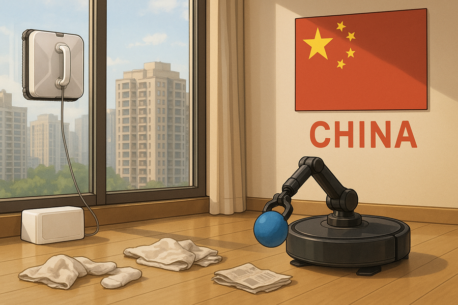 ▲ 중국 브랜드들이 올해 로봇팔 달린 청소기 등 다양한 제품을 선보이고 있다. ⓒChat GPT로 이미지 합성