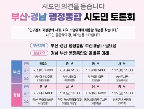 ▲ 부산경남 행정통합 시도민 토론회 포스터.ⓒ부산시