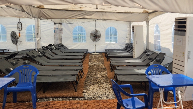 ▲ 현장내 설치된 휴게공간. ⓒDL건설