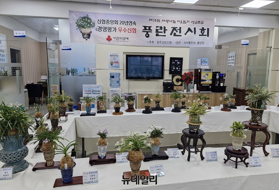 ▲ 청주상당신협이 26일 본점에서 '14회 사랑 나눔 이웃돕기 성금모금 풍란전시회'를 개최했다. ⓒ양승갑 기자