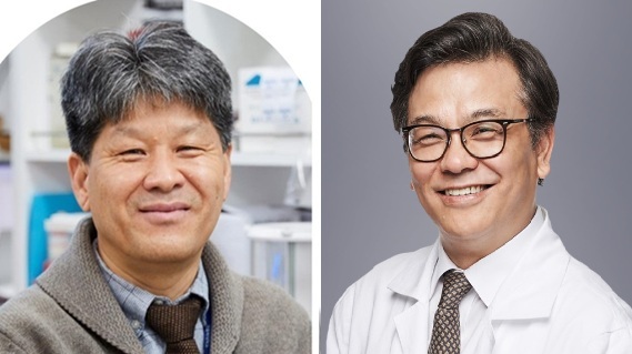 ▲ 가톨릭대 바이오메디컬화학공학과 나건 교수(왼쪽)와 서울성모병원 신경외과 전신수 교수.ⓒ가톨릭대