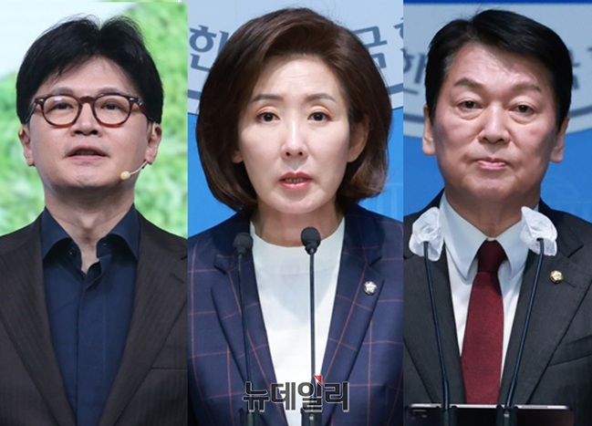 ▲ 한동훈 전 국민의힘 대표(왼쪽부터), 나경원 국민의힘 의원, 안철수 국민의힘 의원. ⓒ뉴데일리DB