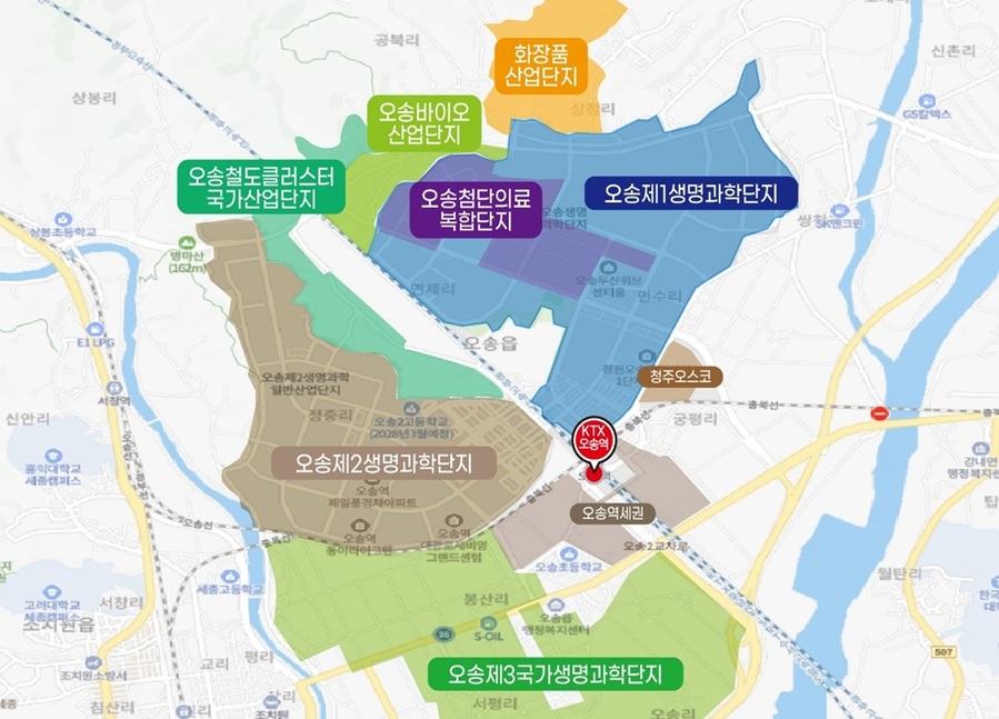 ▲ 오송 산업단지 위치도. ⓒ청주시