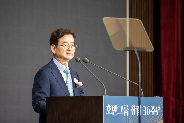 ▲ 김선규 호반그룹 회장이 인사말을 하고 있다. ⓒ호반그룹