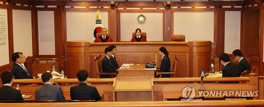 ▲ 1일 서울 종로구 헌법재판소 소심판정에서 조지호 경찰청장 탄핵 심판 첫 변론준비기일이 열리고 있다. ⓒ연합뉴스 제공