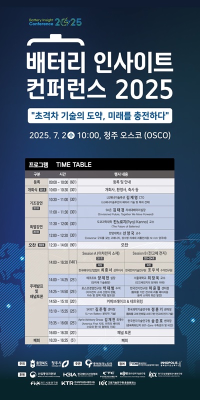▲ ‘배터리 인사이트 컨퍼런스 2025’ 포스터. ⓒ충북도