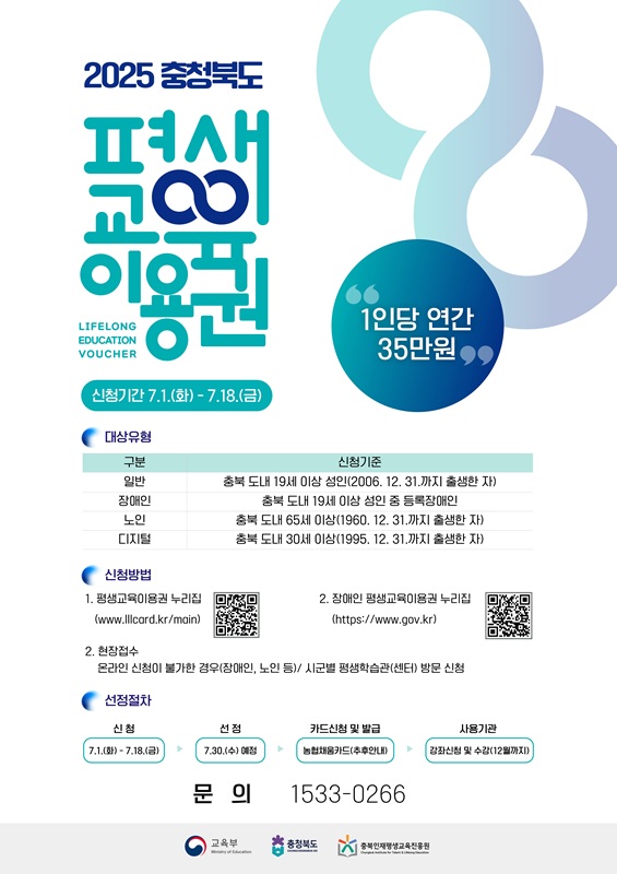 ▲ ‘2025년 충북 평생교육이용권’ 2차 안내 포스터. ⓒ충북도