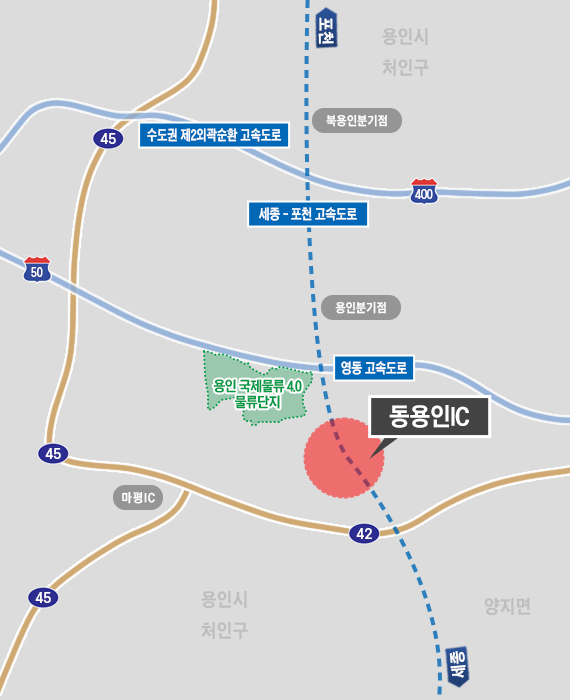 ▲ 동용인IC 위치도. ⓒ용인시 제공