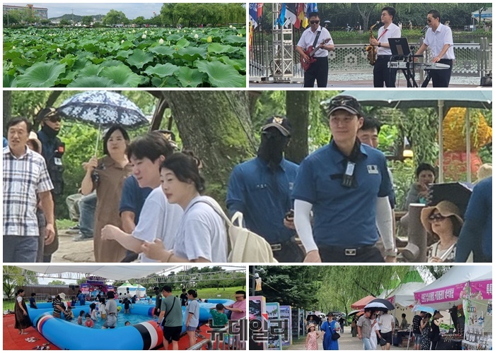 ▲ 제23회 부여서동연꽃축제는 행사 시간에 워터스플래시 놀이존, ‘티니핑’ 공연 등 키즈존도 인기를 끌었다.ⓒ김경태 기자
