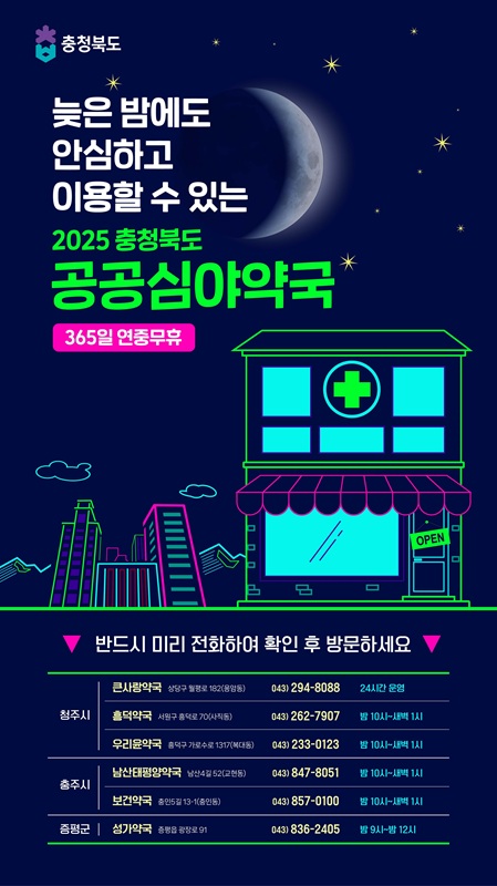 ▲ 공공심야약국 홍보 포스터. ⓒ충북도