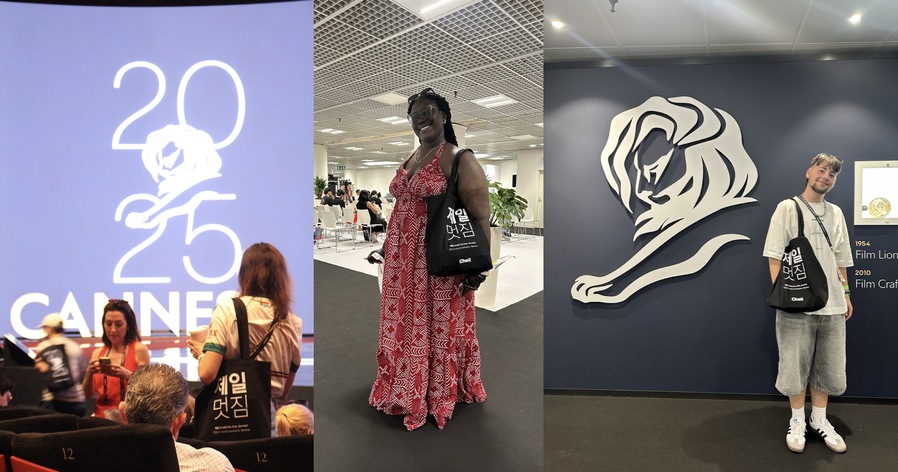 ▲ 한글이 새겨진 2025 칸라이언즈의 공식 에코백(제일기획 디자인). ©프랑스 칸 = 김수경 기자