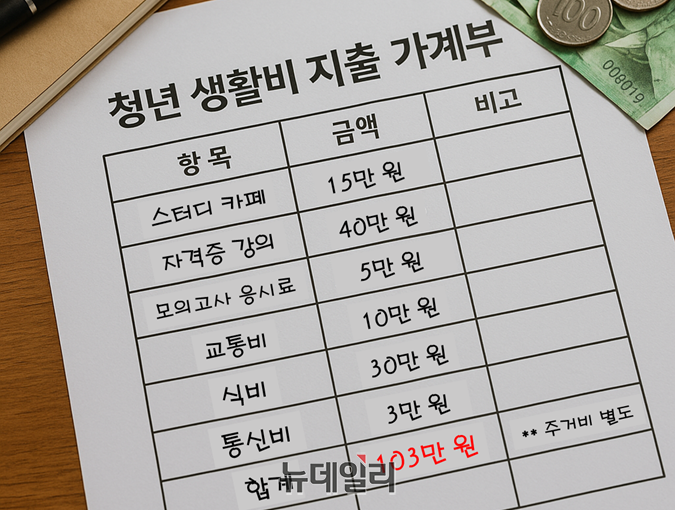 ▲ 이수민(가명·28) 씨의 인터뷰를 바탕으로 작성한 취업준비 청년 월 가계부 ⓒ김승환 기자
