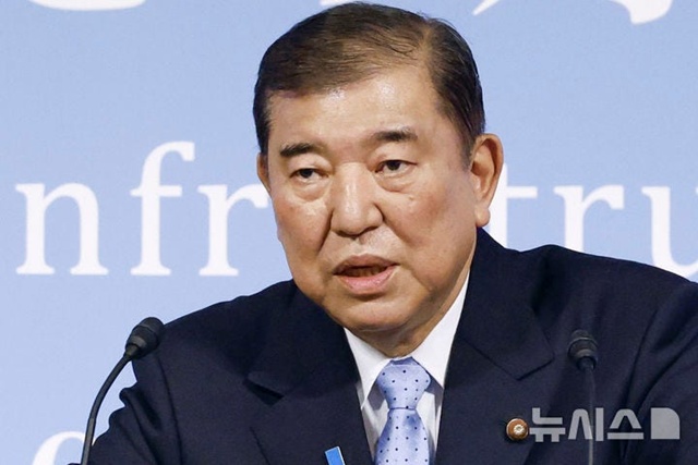 ▲ 이시바 시게루 일본 총리가 도쿄에서 열린 한 컨벤션에서 발언하고 있다. 250629 AP/뉴시스. ⓒ뉴시스