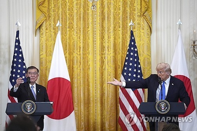 ▲ 이시바 시게루 일본 총리(좌)와 도널드 트럼프 미국 대통령. AP 연합뉴스 자료사진. ⓒ연합뉴스