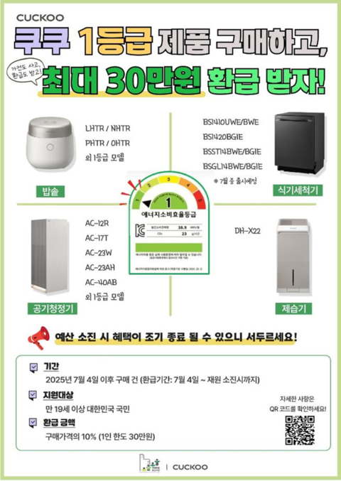 ▲ 쿠쿠가 으뜸효율 가전제품 환급사업에 동참한다. ⓒ쿠쿠