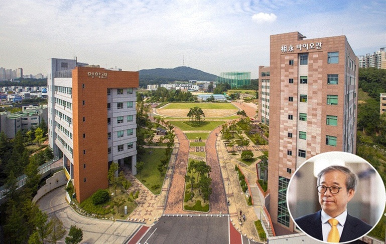 ▲ 동국대학교 고양바이오메디캠퍼스(BMC) 전경. 우측 하단은 윤재웅 총장.ⓒ동국대