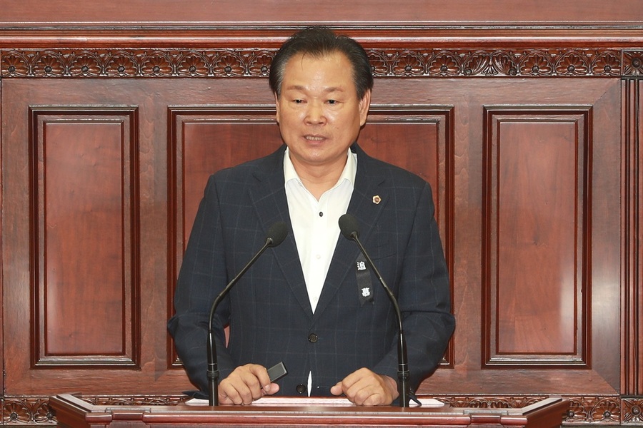 ▲ 충북도의회 정책복지위원회 이동우 의원(청주1)이 14일 제427회 임시회 제1차 본회의에서 5분 자유발언을 하고 있다.ⓒ충북도의회