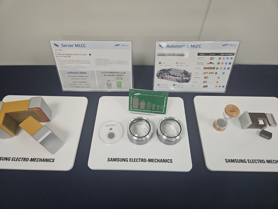 ▲ 삼성전기 제품 학습회에 전시된 MLCC 제품 라인업ⓒ윤아름 기자