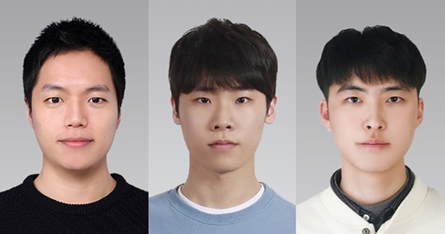 ▲ 왼쪽부터 화학과 박준우 교수, 임찬진 석사과정생, 김태길 석박사통합과정생.ⓒ서강대