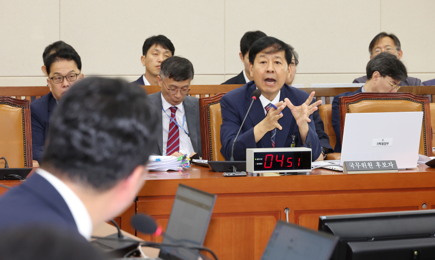 ▲ 구윤철 경제부총리 겸 기획재정부 장관 후보자가 지난 17일 국회 기획재정위원회에서 열린 인사청문회에서 질문에 답변하고 있다. /연합뉴스