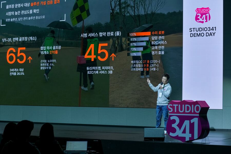 ▲ LG전자가 스타트업 육성 프로그램 '스튜디오341' 두 번째 시즌을 통해 혁신 아이디어를 선정하고 육성에 나섰다. 사진은 지난해 첫 번째 시즌에서 선정된 스타트업이 데모데이를 진행하는 모습.ⓒLG전자