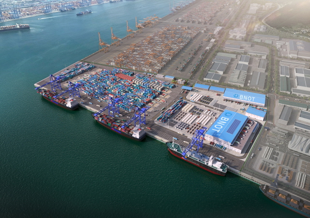 ▲ 부산항 신항 남컨 서측부두 사업 조감도ⓒ대우건설