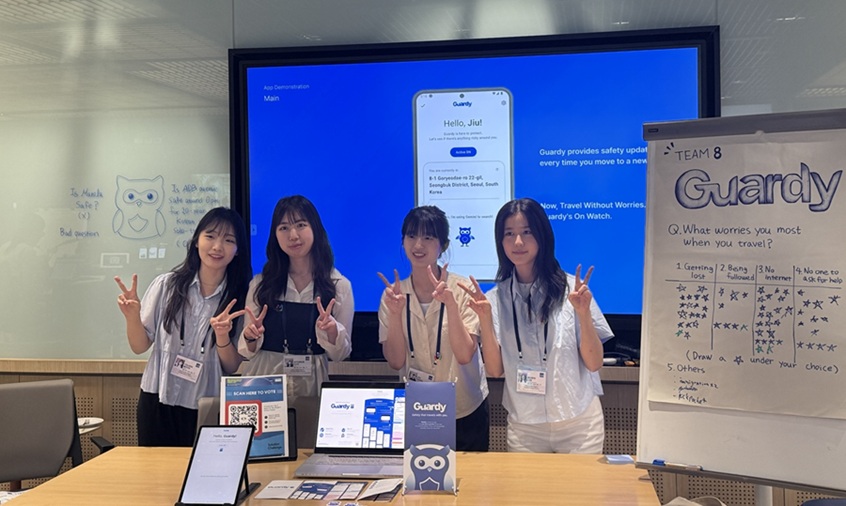 ▲ 가디팀. 왼쪽부터 문유빈, 조혜원, 백지우, 김보민 학생.ⓒ고려대