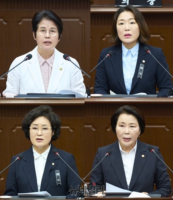 ▲ 왼쪽부터, 정현서, 최지연, 전명자, 최병순 대전 서구의회 의원.ⓒ김경태 기자