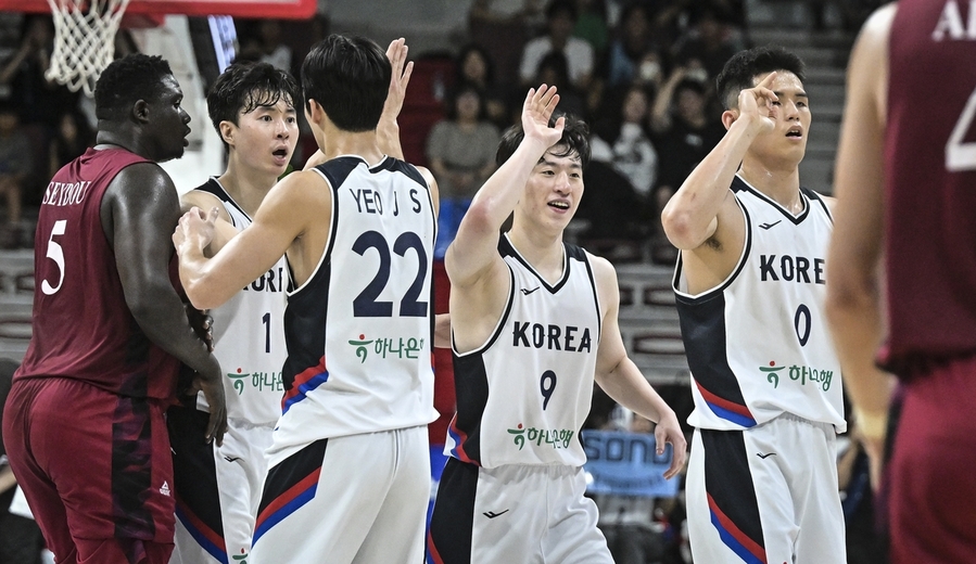 ▲ 한국 농구대표팀이 카타르를 잡고 평가전 3연승을 달렸다.ⓒ대한민국농구협회 제공