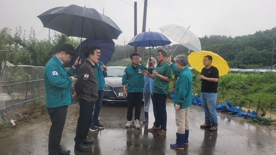 ▲ 영천시는 최근 3일간 200mm에 달하는 집중호우로 인해 일부 지역에서 하천 제방 유실, 농경지 침수, 하천 범람 등 피해가 발생함에 따라, 지난 19일 피해지역에 대한 긴급 현장 점검을 진행했다.ⓒ영천시