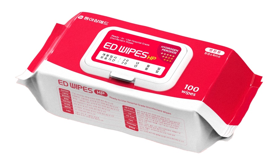 ▲ 동아참메드 살균소독티슈 '이디와입스에이치피'.ⓒ동아참메드