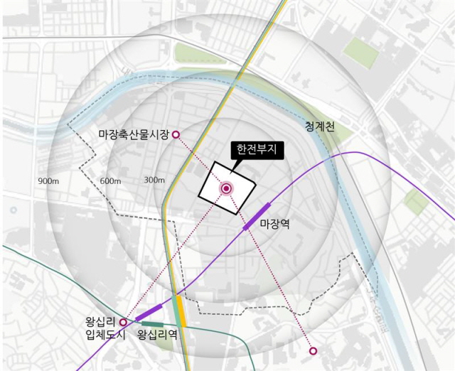 ▲ 마장동 한전 물류센터 위치도. ⓒBS한양