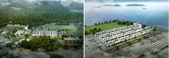 ▲ 왼쪽부터 전남 고흥 BESS 조감도, 전남 광양 BESS 조감도.ⓒBS한양