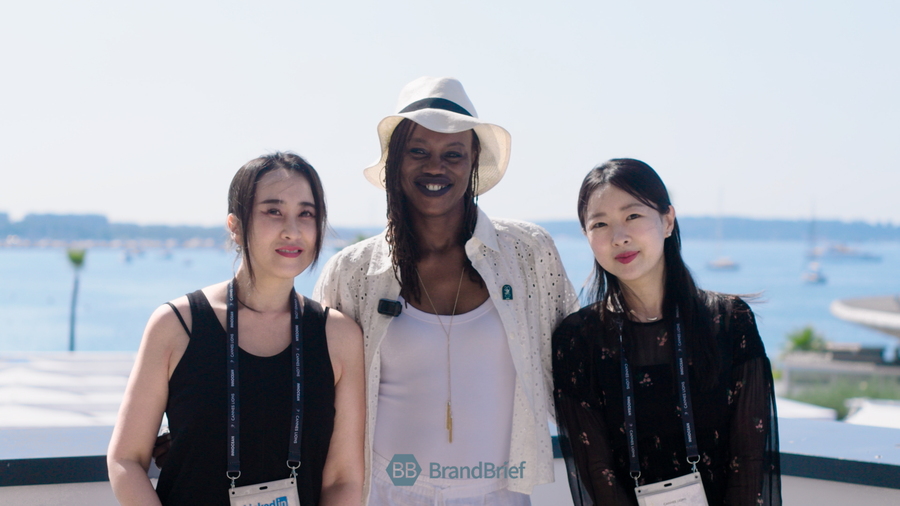 ▲ (좌측부터) 강지현 서비스플랜코리아 대표, 데이 다이앤 칸타 프랑스 CGO, 김수경 브랜드브리프 기자. ©프랑스 칸 = 이준원 기자