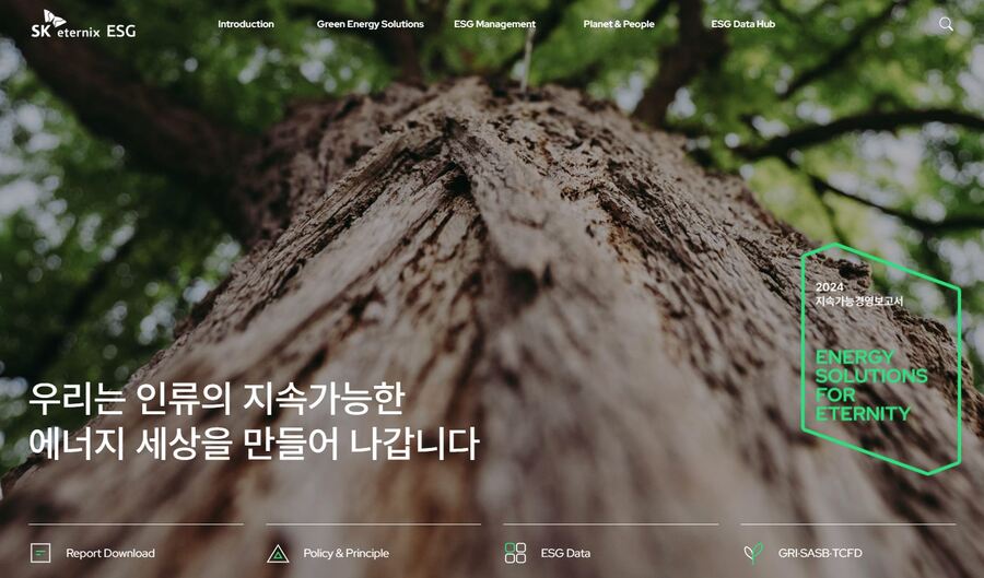 ▲ SK이터닉스 지속가능경영보고서 홈페이지. ⓒSK이터닉스