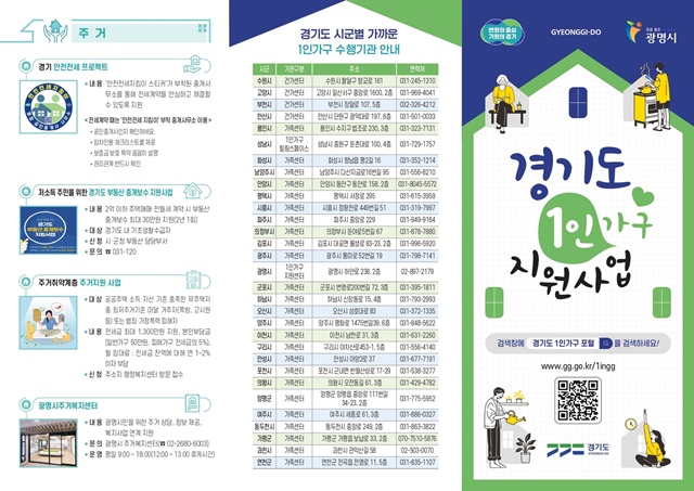 ▲ '전입신고 시 1인가구 정책안내' 시범사업 중인 광명시의 리플렛. ⓒ경기도 제공