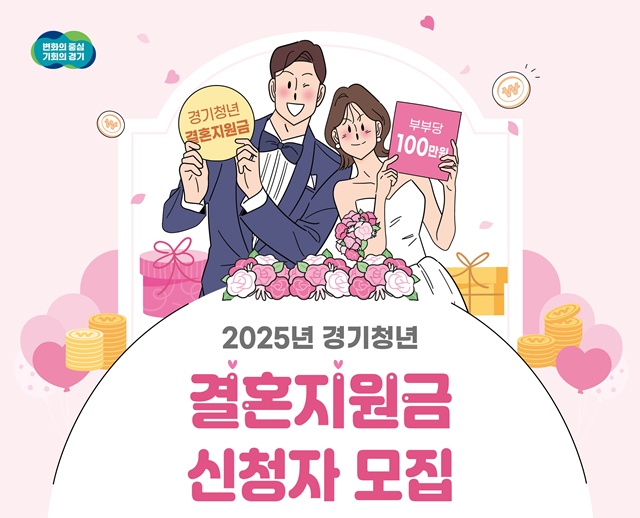 ▲ 경기도의 '2025년 경기청년 결혼지원 사업' 신청자 모집 홍보 포스터. ⓒ경기도 제공