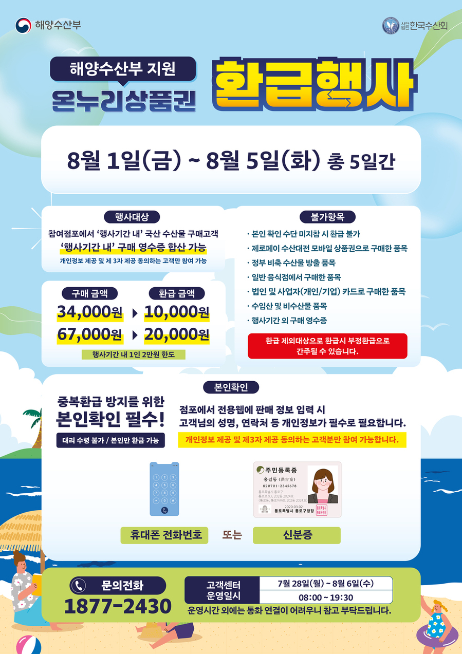 ▲ “여름휴가 때 수산물 먹고, 온누리상품권 받자!