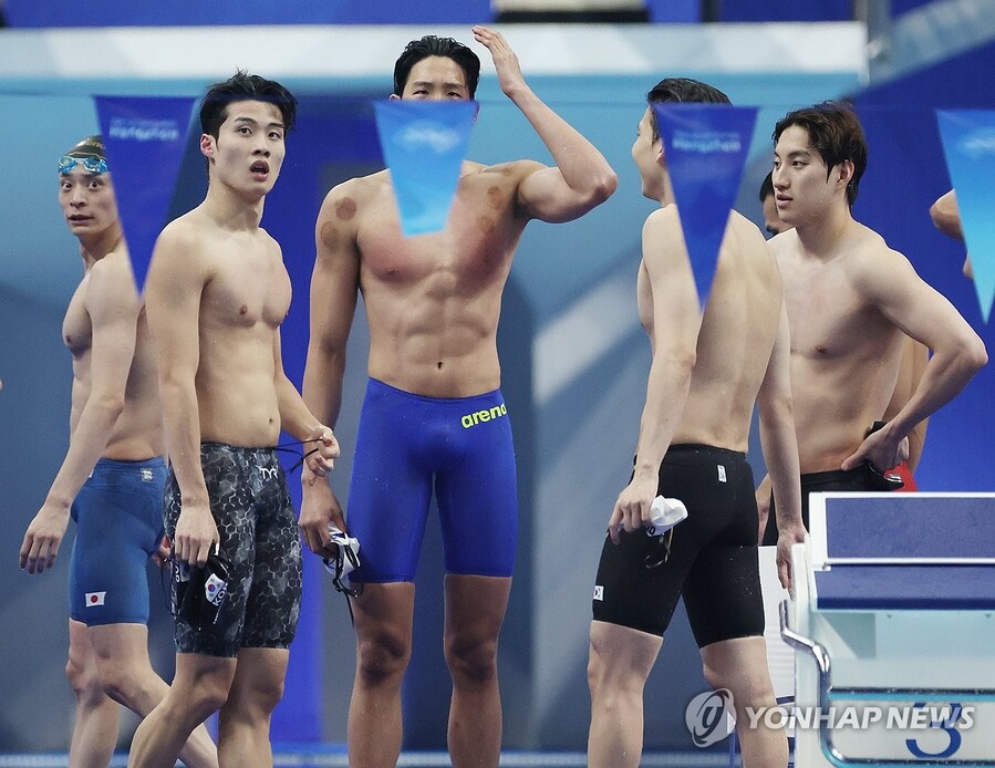 ▲ 한국 남자 혼계영 400ｍ 대표팀이 세계선수권 결승에서 7위를 차지했다.ⓒ연합뉴스 제공