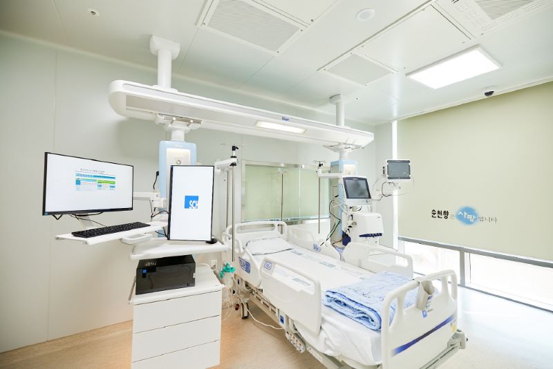 ▲ 순천향대천안병원의 중환자실 1인병상 모습.ⓒ순천향대천안병원