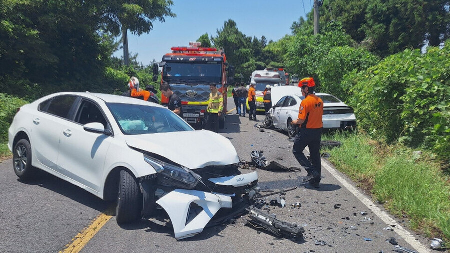 ▲ 지난 6월 제주도에서 발생한 렌터카 추돌 사고 ⓒ제주도 소방안전본부