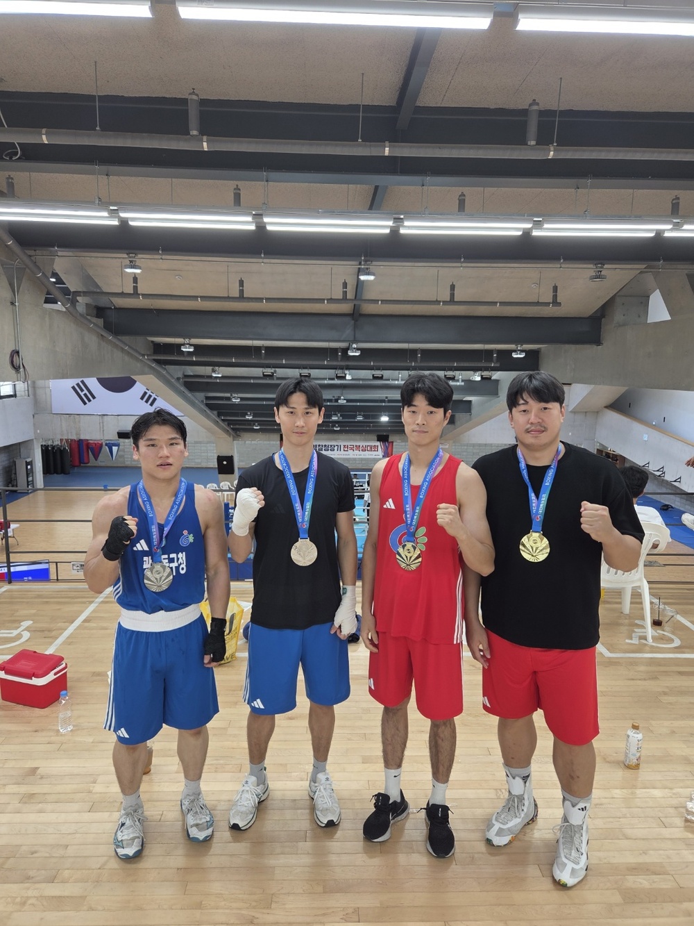 ▲ 광주 동구 복싱단 선수들, 경찰청장기 복싱대회서 메달 싹쓸이.사진 왼쪽부터 유기헌 한영훈 신범호 김지웅 선수.ⓒ광주시 동구청 제공