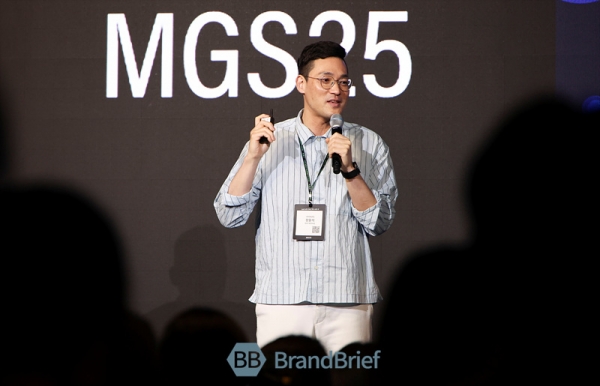 ▲ 장윤석 네이버 세일즈기획실장이 5일 코엑스에서 열린 모던 그로스 스택 2025에서 강연하고 있다. ⓒ서성진 기자