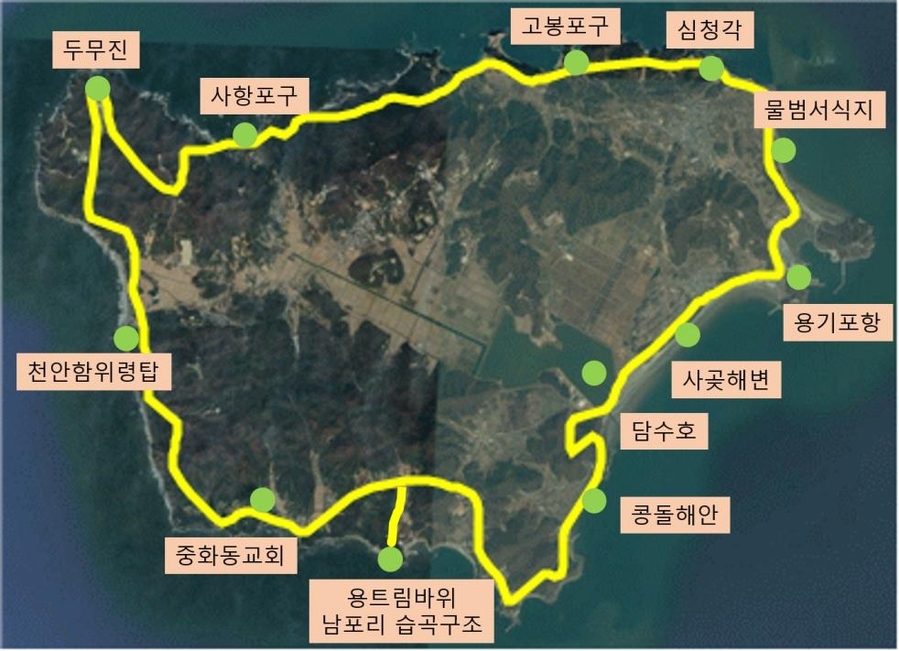 ▲ 백령도 둘레길 위치도 ⓒ 옹진군 제공