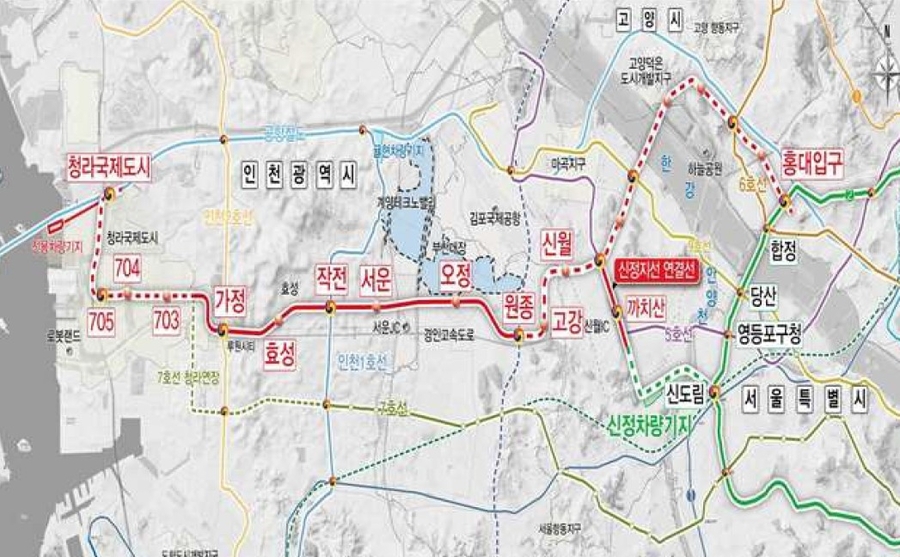 ▲ 부천 대장∼홍대선 인천 예상 노선도 ⓒ 인천시 제공