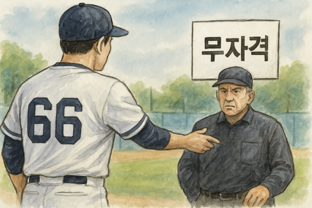 ▲ 선수 폭행 전력으로 대한야구소프트볼협회 등록을 안 한 고교 야구 클럽 대표 A씨가 팀 일부 공식 경기 등에 주루코치로 참여해 물의를 빚고 있다.