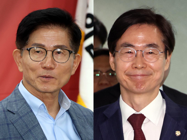 ▲ 김문수 국민의힘 당대표 후보(왼쪽)와 조경태 국민의힘 당대표 후보. ⓒ뉴시스