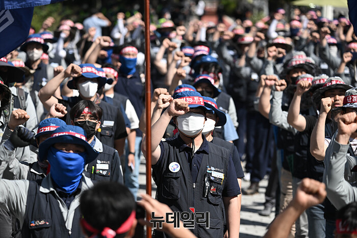 ▲ 노조 파업 현장. ⓒ뉴데일리DB