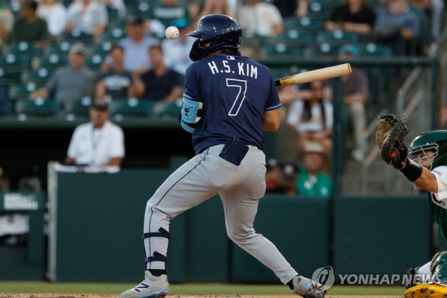 ▲ 8번 타자로 나선 탬파베이 김하성이 멀티히트를 포함해 3출루에 성공했다.ⓒ연합뉴스 제공